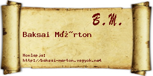 Baksai Márton névjegykártya